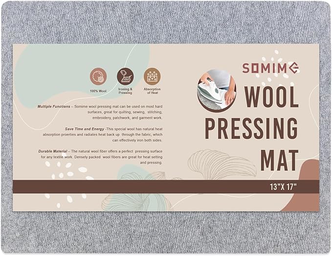 Somime 13x17" Wool Pressing Mat, 100% New Zealand Wool Ironing Mat, Felted Wool Ironing Board for Sewing, Quilting, DIY Crafts, and Embroidery-Ruum Studio Home