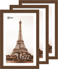 VCK 14x22 Frame Set of 3 - Brown, Wood Picture Frame with Exclusive Wood Grain, Wall Gallery Frame-Ruum Studio Home