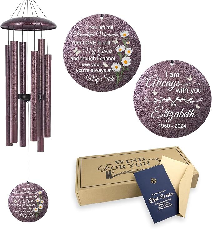 ASTARIN 36" Large Deep Tone Personalized Sympathy Wind Chimes, Memorial Wind Chime for Loss of Mother Father Loved One, Bereavement Gifts Decor Outdoor Patio Garden Graveyard-Ruum Studio Home