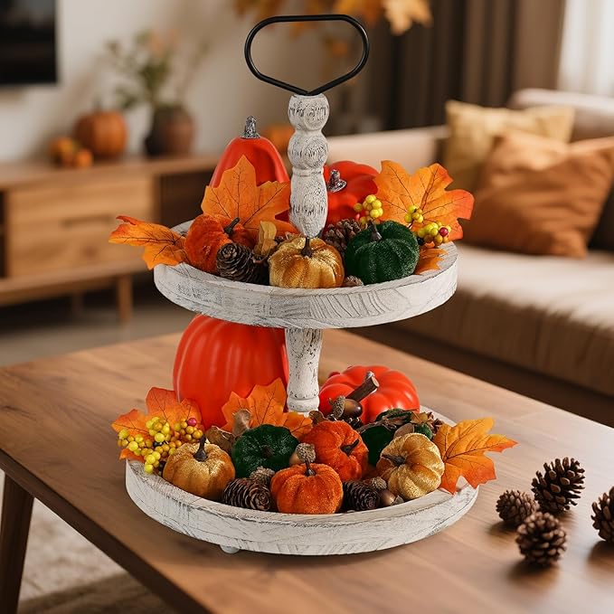 Artmag Fabric Pumpkins Set Decor, 25 PCS Fall Artificial Maple Leaves, Harvest Pumpkins, Acorns, Pine Cones and Orange Berry Stems Decorations for Fall Thanksgiving Table Home-Ruum Studio Home