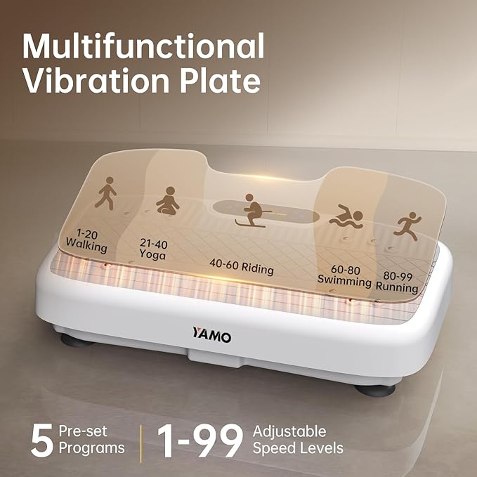 YAMO Vibration Plate Exercise Machine, Vibrating Plate for Lymphatic Drainage & Weight Loss, 350lbs Capacity Whole Body Shaking Workout Fitness Platform-Ruum Studio Home
