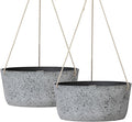 La Jolie Maison Large Hanging Planters - 12 Inch Outdoor Flower Pots, Rock Gray Hanging Garden Planters Set of 2-Ruum Studio Home