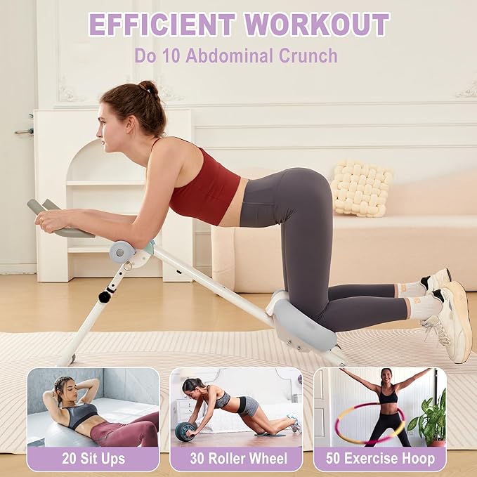 Ab Workout Equipment Abdominal Trainer, Adjustable Ab Machine at Home Gym, Foldable Abdominal Exercise Machine, Core & Ab Trainer Machine for Stomach Workout with LCD Monitor-Ruum Studio Home