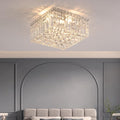 4-Lights Modern Flush Mount Ceiling Light Fixtures,Elegant Crystal Chandelier Pendant Ceiling Lamp for Bedroom,Living Room,Dining Room,Hallway H5.9 x W13.7 x L13.7 (Bulbs Not Included) Square-Ruum Studio Home