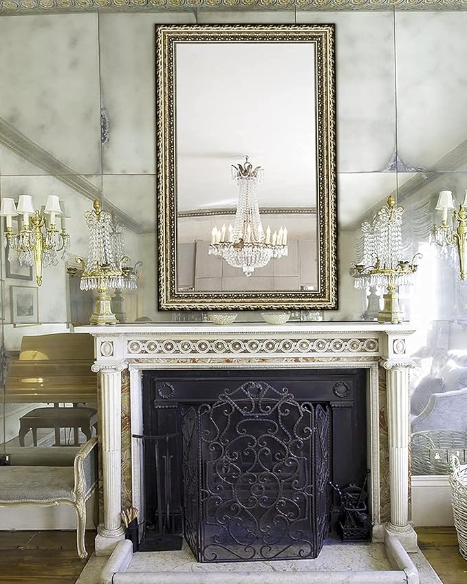 Bathroom Wall Mirror, Decorate Bathroom Mirrors for Wall, Rectangle Modern Bathroom Wall Mounted Mirror Vertical or Horizontal Hanging for Living Room (Gold Framed 40" x24'')-Ruum Studio Home