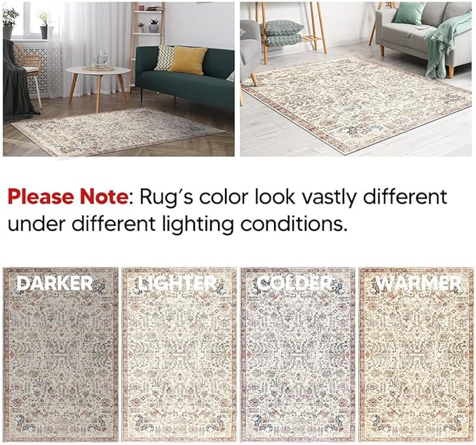 Keen Home Design 3x5 Rug - Machine Washable Entry Rug with Non-Slip Backing, Ideal for Enteryway, Kitchen, Bathroom, Laundry Room - Vintage, Easy Clean, Durable, Low Pile Rug - (3' x 5')-Ruum Studio Home