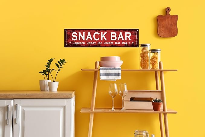 Vintage Tin Sign Retro Metal Snack Bar Signs Stylish Wall Art Plaques for Home Decor Bathroom Kitchen House and Gothic Wall Decor or as a Unique Poster 16x4 in-Ruum Studio Home