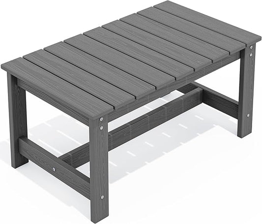SERWALL Outdoor Coffee Table, HDPE Patio Coffee Table for Outside, Grey-Ruum Studio Home