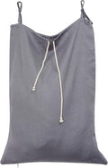 Linen Hanging Laundry Bag, Over The Door Laundry Hamper for Dirty Clothes, Drawstring Closure with Bottom Zipper, Gray-Ruum Studio Home