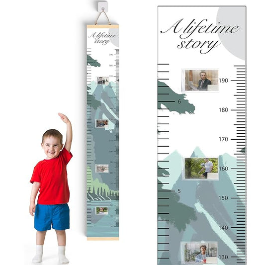 A Lifetime Story Growth Chart for Wall - Personalized for Photos, Photo Stickers, and Memory Album Feature - Height Chart for Kids - Child Height Wall Chart - Height Measurement for Wall-Ruum Studio Home