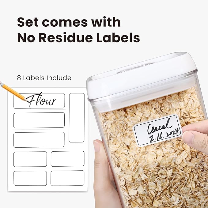 Felli Flip Tite Food Storage Container 5" LARGE Size Airtight Lid Lock Top, Stackable Kitchen Canister for Space Saving, Pantry Fridge Cupboard Organizer, Spice Seasoning Pet Treats Snack (1.1 qt)-Ruum Studio Home