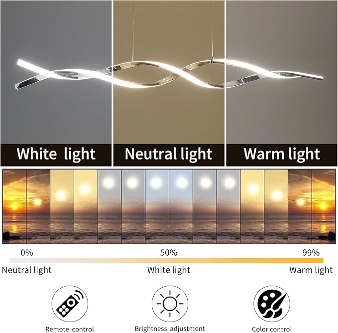 Modern Ceiling Chandelier Light, Acrylic Anti Flicker Pendant Lamp with Remote Control Dimmable 3 Color Mode & Brightness (Warm Cool Neutral Light) for Kitchen Bar-Ruum Studio Home