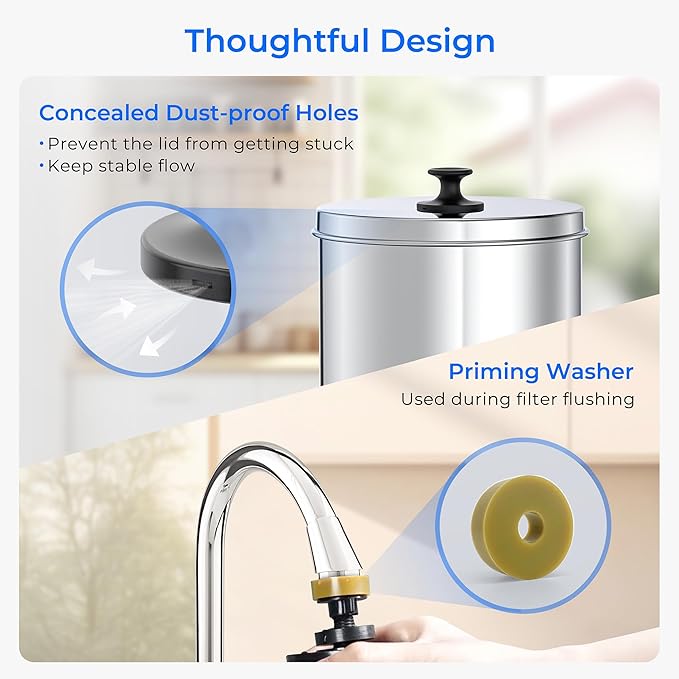 Waterdrop Upgrade Gravity-fed Water Filter System, with Silver Ions Enhanced Filtration, Reduces Fluoride and up to 99% of Chlorine, with 4 Filters and Metal Spigot, 2.25G-Ruum Studio Home