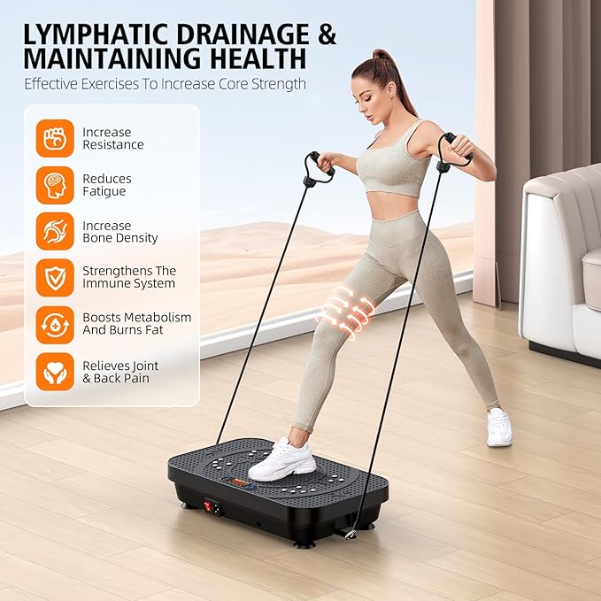 Vibration Plate Exercise Machine, OVANZA Whole Body Vibration Plate for Lymphatic Drainage, Burns Fat, Helps Toning, Weight Loss Shaping Wellness for Home Training Equipment-Ruum Studio Home