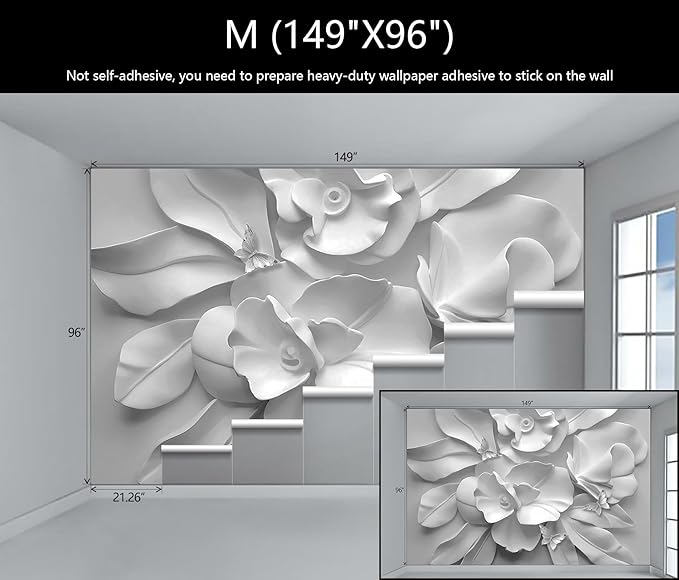 WFBHUA-3d Gray Floral Wallpaper Mural Black and White Embossed Peony Flowers Butterfly Wallpaper for Living Room Bedroom(Not Peel and Stick)-Ruum Studio Home