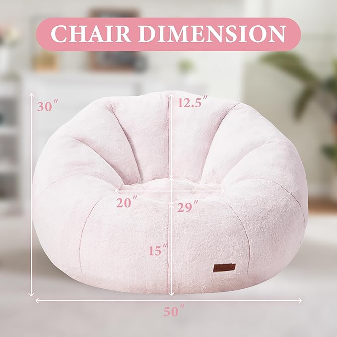 Hobestluk Bean Bag Chairs Large Bean Bag Couch for Adults Stuffed Sofa Chair Comfy Giant Bean Bag Chair with Spacious Design for Reading, Playing or Relaxing (Pink)-Ruum Studio Home