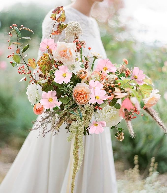 IPOPU Light Pink Flowers Artificial Daisies 5PCS Silk Cosmos Wild Flowers 24.5" Fake Pink Daisies for Vase for Home Decor Floral Arrangements Wedding Bouquets for Bride-Ruum Studio Home