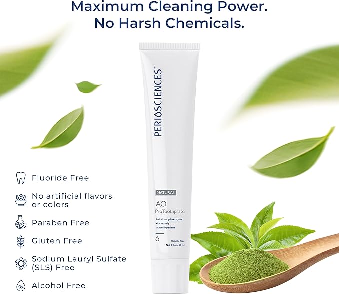 PerioSciences AO Pro Natural Toothpaste with Nano Hydroxyapatite, Remineralizing, Fluoride Free, SLS Free, Gluten Free 3 fl oz / 90ml-Ruum Studio Home