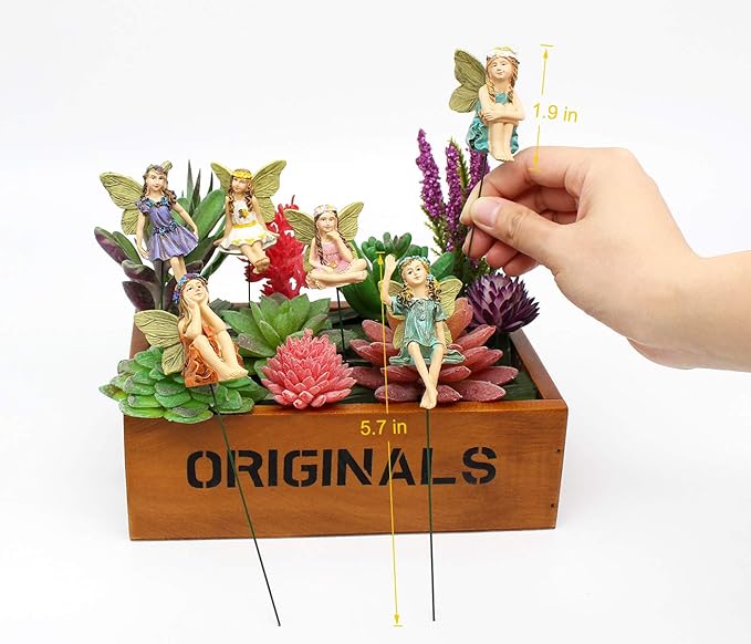 Fairy Garden Vintage Resin Fairy Figurines for Outdoor Garden Yard Lawn Supplies Home Decor Set of 6-Ruum Studio Home