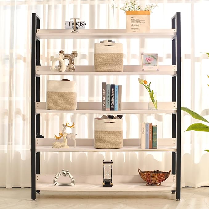 11 Inch Cube Storage Bins, Organizer Woven Cotton Rope Square Baskets for Organizing Shelves, Toys, Nursery, Off White & Brown (Pack of 3)-Ruum Studio Home