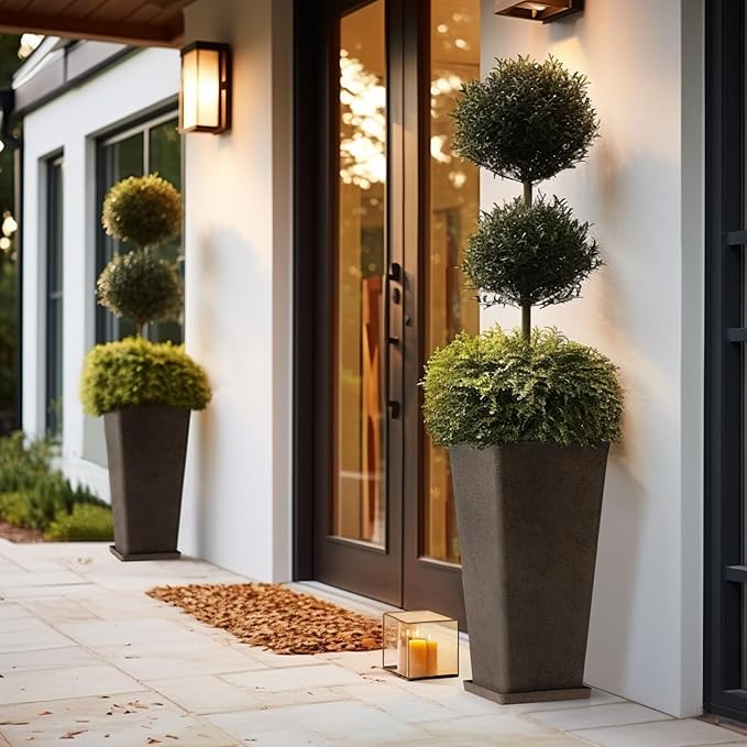 LA JOLIE MUSE 30 inch Tall Planters Set of 2, Indoor/Outdoor Rectangular Large V Shaped Taper Planters for Front Door-Ruum Studio Home