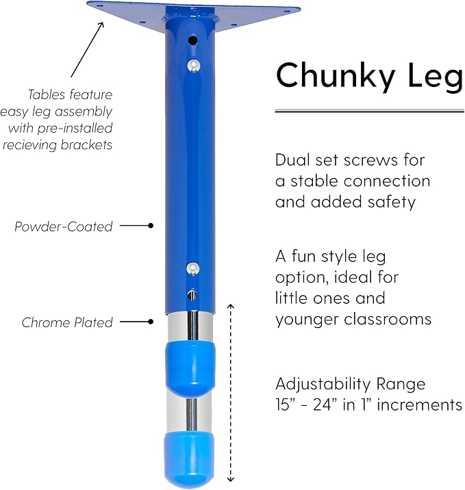 FDP Rectangle Activity School and Classroom Kids Table (24 x 36 inch), Chunky Toddler Leg, Adjustable Height 15-24 inches - Maple Top and Blue Edge-Ruum Studio Home