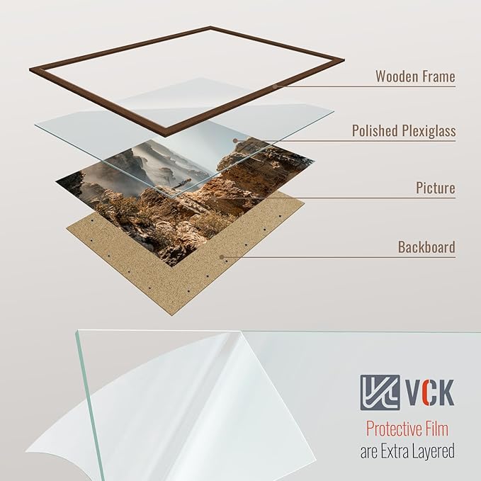 VCK 20x28 Picture Frame 3 Pack, Brown Wood Poster Frame with Exclusive Wood Grain, Wall Mounting Hanging-Ruum Studio Home