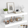 RICHFOCUS 36Inch Floating Shelves for Wall 2 Pack Shelves for Bedroom|Kitchen|Bathroom Wall Mounted Rustic Wood Floating Shelf with Invisible Brackets for Books|Storage|Decor, White-Ruum Studio Home
