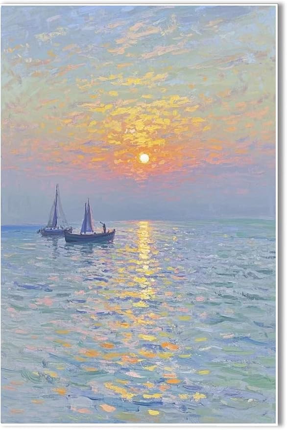 Coastal sailboat scenery poster art decor ocean nautical room decor beautiful sailboat seascape decor suitable for beach villa-Ruum Studio Home