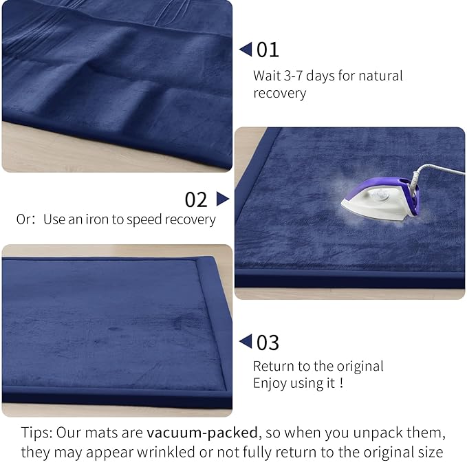 ACOMOPACK Baby Play Mat for Floor 1.3" Thick Memory Foam Play Mat 79"×157 Tummy Time Crawling with Non-Slip Bottom for Living Room,Nursery,Soft Velvet Playpen Mats for Kids,Infants（Royal Blue）-Ruum Studio Home