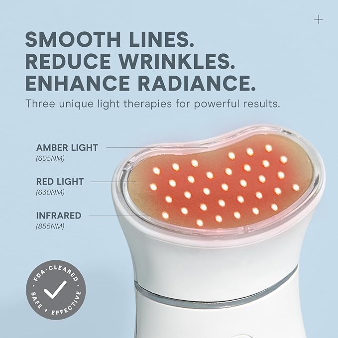 NuFACE TRINITY+ Microcurrent Facial Device + LED Red Light Wrinkle Reducer Attachment - FDA Cleared Skin Tightening Device + Microcurrent Gel Activator & Silk Creme-Ruum Studio Home
