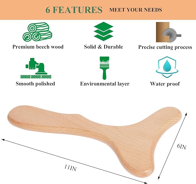 Wood Therapy Massage Tool Wooden Lymphatic Drainage Massager Body Sculpting Tools for Maderoterapy,Gua Sha,Muscle Release-11 * 6inches-Ruum Studio Home