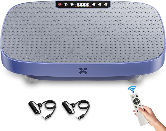 Vibration Plate Exercise Machine, Ultra-Quiet Vibration Plate for Lymphatic Drainage & Body Toning, Whole Body Vibration Platform with Bluetooth, Resistance Bands, Home Gyms Equipment-Ruum Studio Home