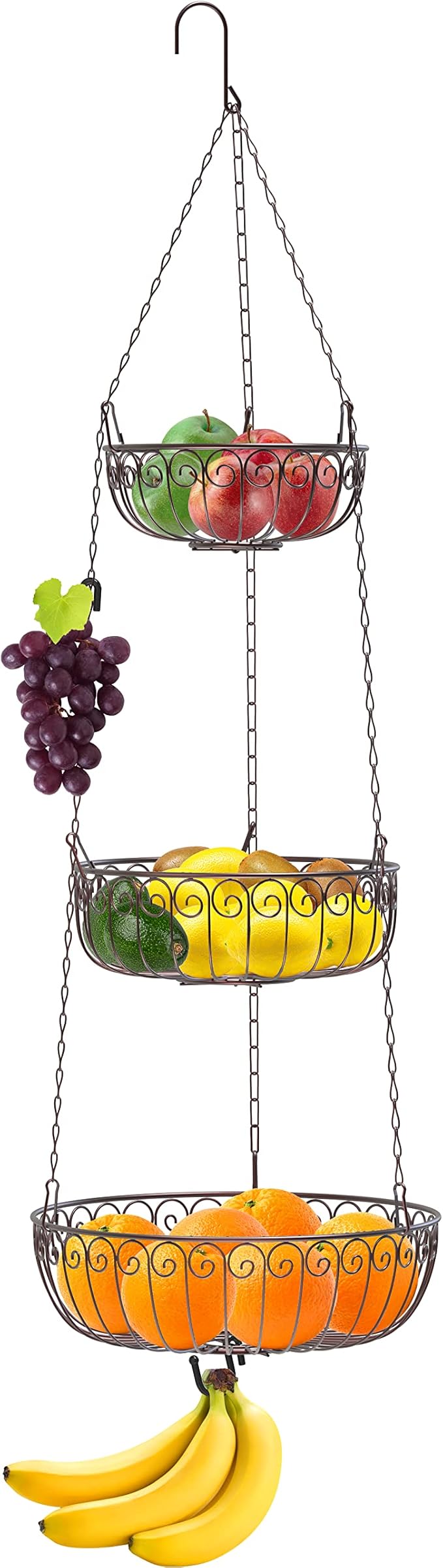 Simple Houseware 3-Tier Fruit Hanging Basket, Bronze-Ruum Studio Home