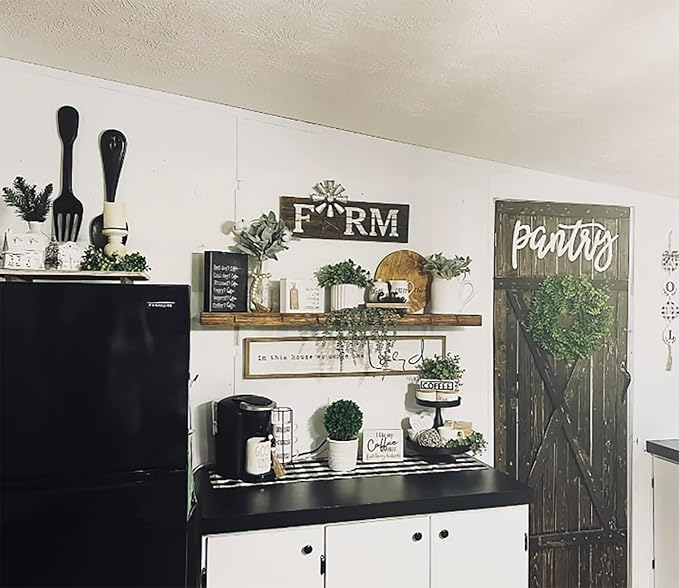 joelsantiques 72 Inch Wooden Floating Shelves for Wall - 72x9x2 in - Made of Natural Wood - Long Heavy Duty Rustic Rustic Wall Shelves for Bedroom - Perfect for Living Room, Kitchen - Medium Brown-Ruum Studio Home