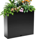 KOL Galvanized Steel Planter Box, with Insert Tray Drainage Holes, Rectangular Black Powder Coated Metal Planter, Outdoor Use, Heavy Duty Modern Flower Pot (Black, 36" H x 11" W x 32" L)-Ruum Studio Home