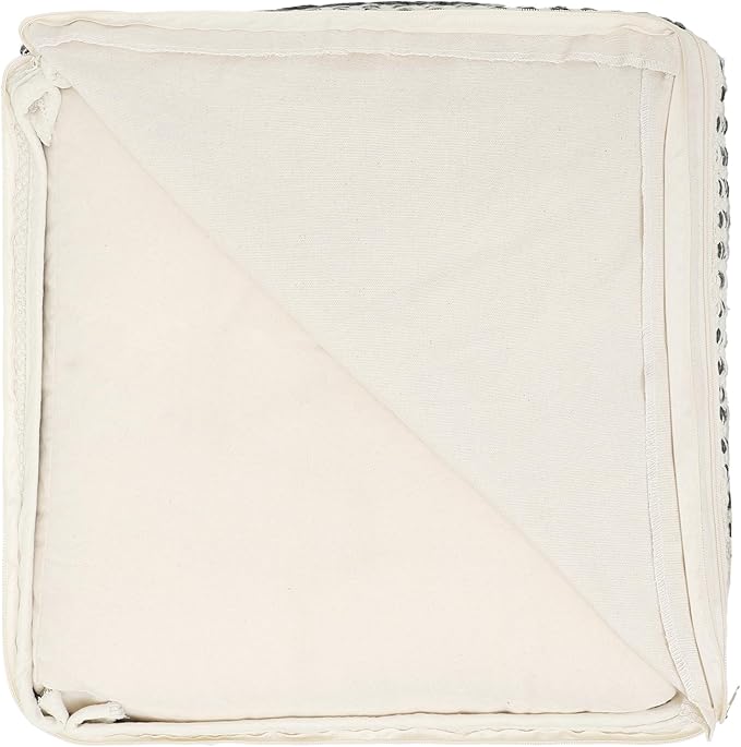 REDEARTH · Tufted Pouf Ottoman with Filler Textured Storage Cube Bean Bag Pouffe Footrest for Living Room, Bedroom, Nursery, Kidsroom; 100% Cotton (17.5"X17.5"X17.5", Precis Descant Gray)-Ruum Studio Home