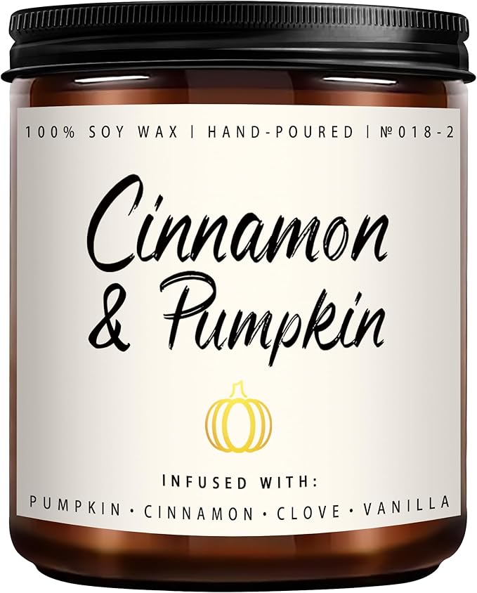Cinnamon & Pumpkin Scented Candle – Fall Candles for Home Scented, Soy Candles for Home, 7 oz Cozy Pumpkin Candle for Women & Men, Autumn Décor & Holiday Gifts-Ruum Studio Home