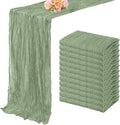 12 Pack Sage Green Cheesecloth Table Runner 10FT Rustic Gauze Fabric Cheese Cloth Table Runner for Wedding Bridal Baby Shower Table Decor 20 x 120 Inch Long Boho Sheer Birthday Party Table Decorations-Ruum Studio Home