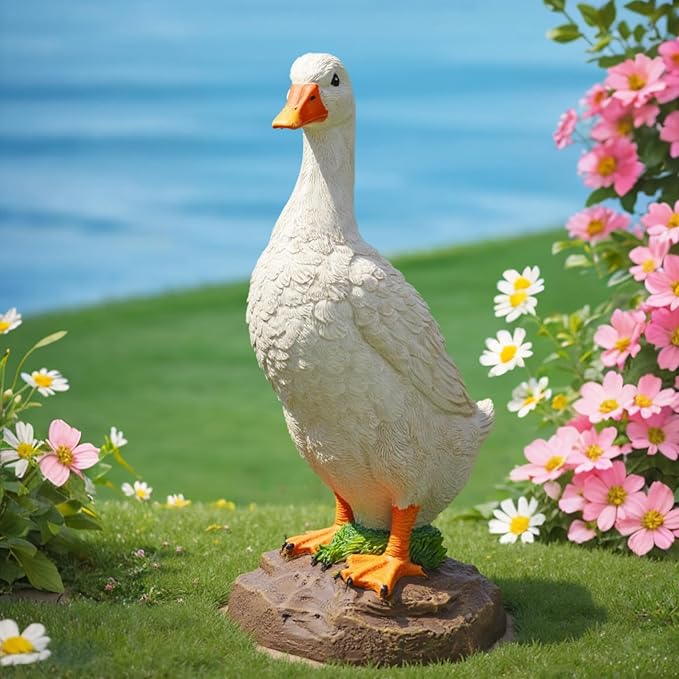 Elenon Goose Statue Garden Decorative, 11 inch High Adorable Flower Bed Outdoor Decor, Yard Patio Art Decor Sculptures Table Ornament-Ruum Studio Home