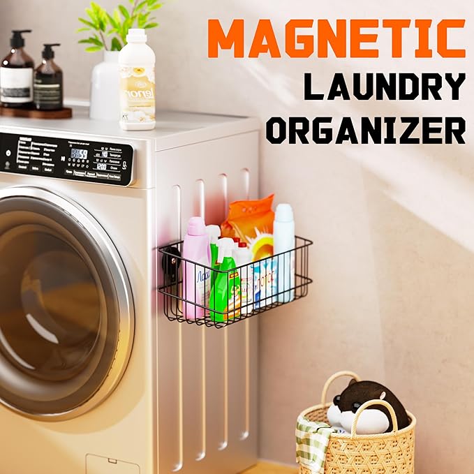 ULIBERMAGNET Magnetic Baskets, Large Capacity Metal Wire Mesh Basket Holder Organizer for Sundry Tool Storage, Magnetic Shelf for Garage, Laundry, Kitchen, Workshop, Cabinet(2 Pack)-Ruum Studio Home