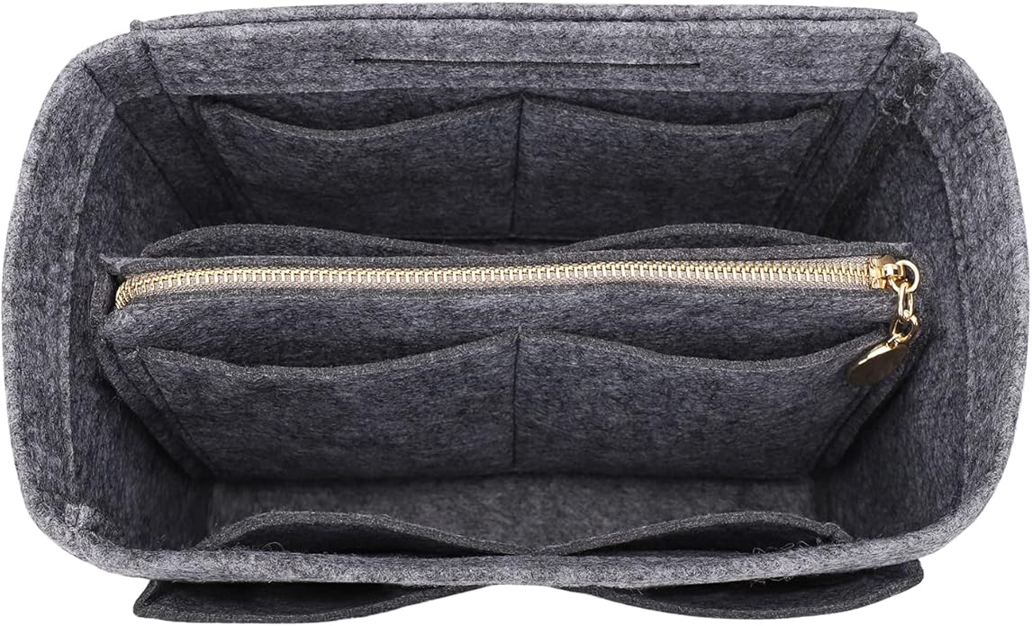 LEXSION Felt Purse Bag Organizer Insert with zipper Bag Tote Shaper Fit Speedy Neverful PM MM-Ruum Studio Home