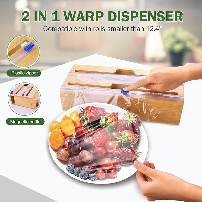 Individual Storage Bag Organizer for Kitchen Drawer, Bamboo with Foil and Plastic Wrap Organizer for Kitchen Organizers and Storage, for Gallon, Quart, Sandwich, Snack-Ruum Studio Home
