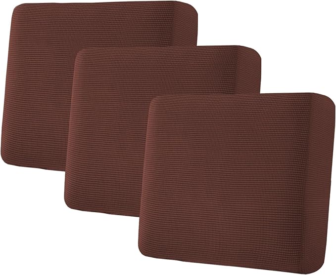 H.VERSAILTEX Super Stretch Individual Seat Cushion Covers Sofa Covers Couch Covers Slipcover Sets Thick Jacquard Textured Twill Fabric (3 Piece XL Sofa Cushion Covers, Burnt Brick)-Ruum Studio Home