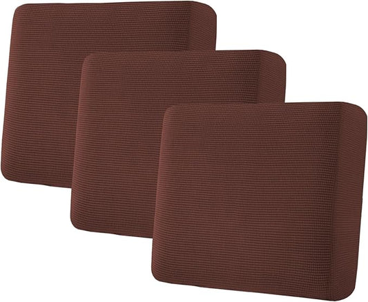 H.VERSAILTEX Super Stretch Individual Seat Cushion Covers Sofa Covers Couch Covers Slipcover Sets Thick Jacquard Textured Twill Fabric (3 Piece XL Sofa Cushion Covers, Burnt Brick)-Ruum Studio Home