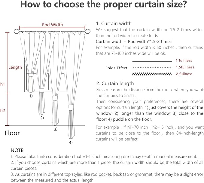 Joydeco Custom Linen Curtains for Living Room, Semi-Sheer Curtain 1 Panel Light Filtering Rod Pocket Back Tab (Ivory on Linen, Custom Size)-Ruum Studio Home