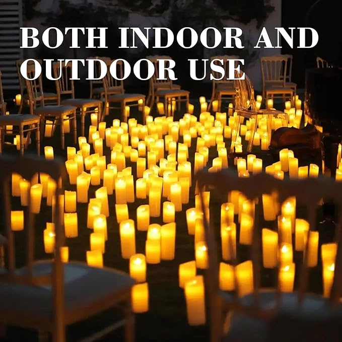 72-Pack Realistic Flameless LED Candle, Battery Operated with Remote Control, 3D Flame Pillar Timer Funtion Melted Top Safe,Perfect for Indoor/Outdoor Decor,Wedding,BBQ and Gift.