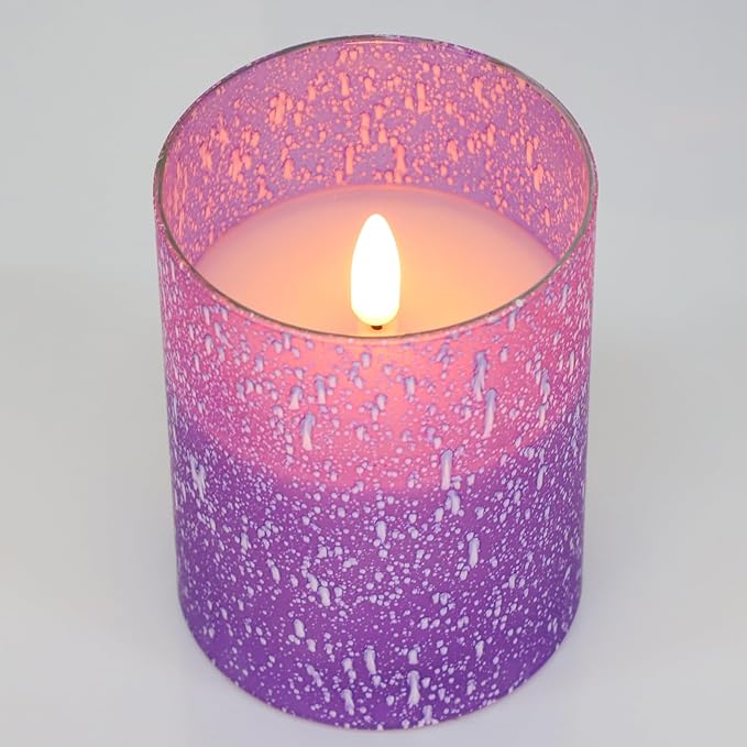 Purple Flameless Candles with Remote and Timer, Flickering Real Wax Battery Operated Candles, Set of 3 LED Pillar Candles for Halloween Christmas Wedding Home Decor-Ruum Studio Home