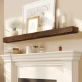 60x8x3 Fireplace Mantel - Solid Rustic Wood - Wall Mounted Floating Shelf with Invisible Heavy Duty Steel Bracket (Weathered Brown)-Ruum Studio Home