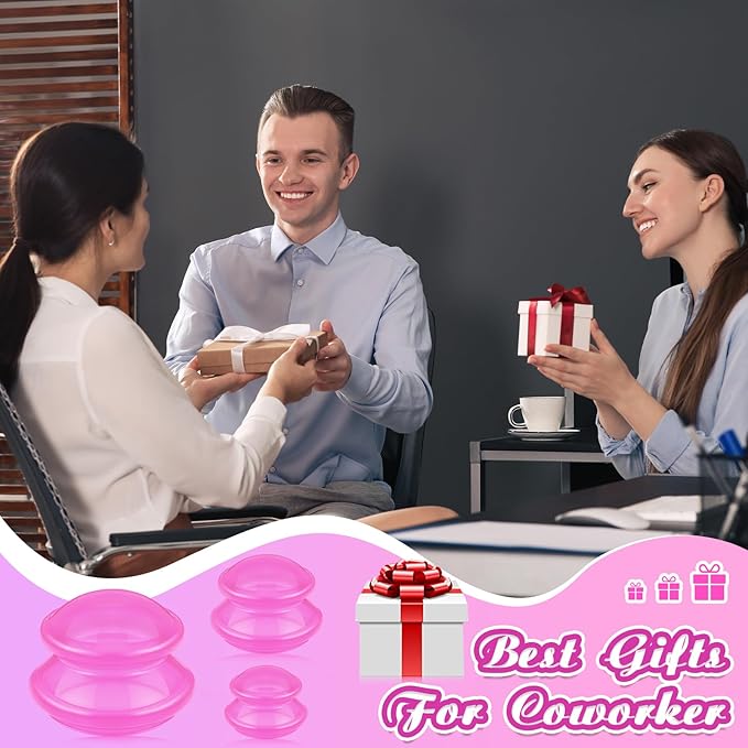 TrelaCo 6 Pcs Cupping Kit for Massage Therapy 3 Sizes Silicone Cupping Set Chinese Massage Therapy for Studio Household Cellulite Joint Pain Muscle Pain(Clear Hot Pink)-Ruum Studio Home